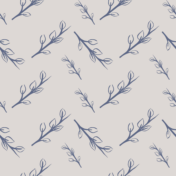 vector illustration design of pastel leaves seamless texture pattern on grey background - Vector, Imagen