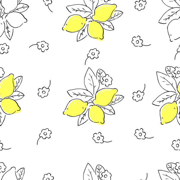 レモン果実のシームレス パターンのベクトル イラスト デザイン - ベクター画像