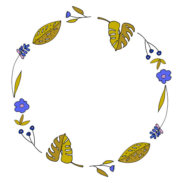 vector ilustración diseño de guirnalda floral hermosa con texto
  - Vector, imagen