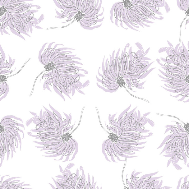 紫の花のシームレスなパターン背景の美しい花のベクトル イラスト デザイン   - ベクター画像