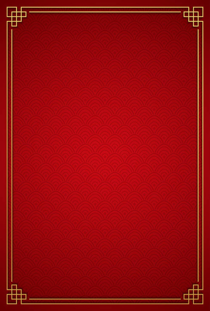 Chinese traditional background with golden frame - Vector, Image