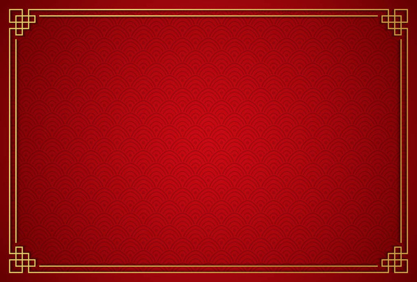 Chinese traditional background with golden frame - Vector, Image