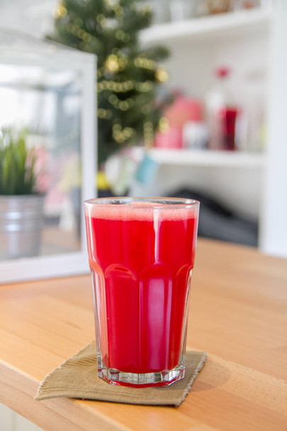 Watermelon juice made from slow juicer machine - 写真・画像