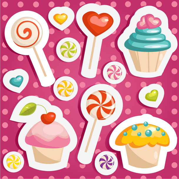 schattig snoep stickers - Vector, afbeelding