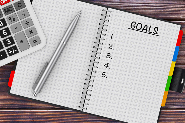 Концепція планування цілей. Калькулятор, ручка і Організатор з цілями
 - Фото, зображення