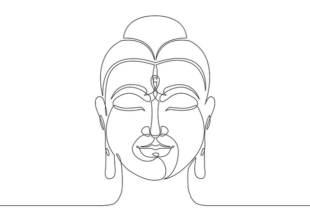 One continuous line drawn Buddha - Vetor, Imagem