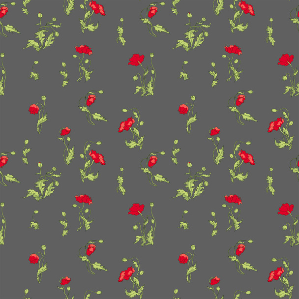 Seamless Poppy flower bright pattern - Wektor, obraz