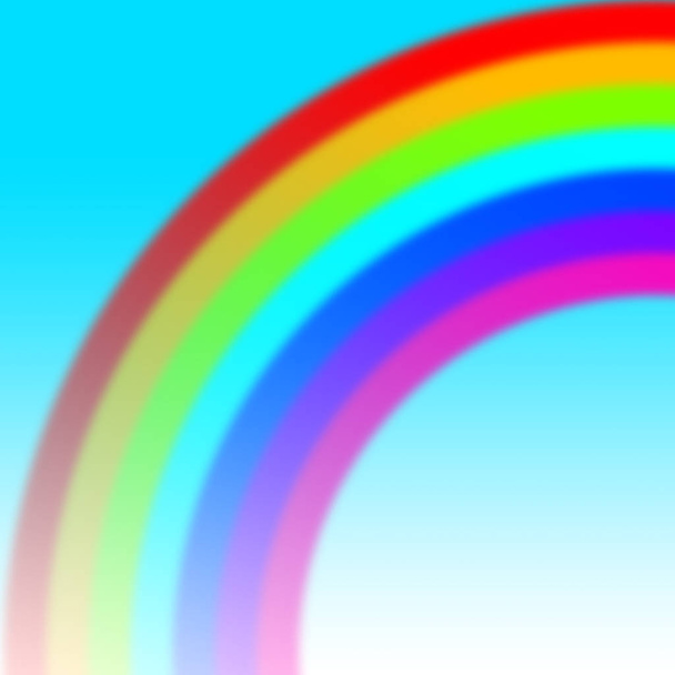 Stock Illustration - Rainbow in the Blue Sky, tyhjä kopiotila, 3D-kuvitus
.  - Valokuva, kuva