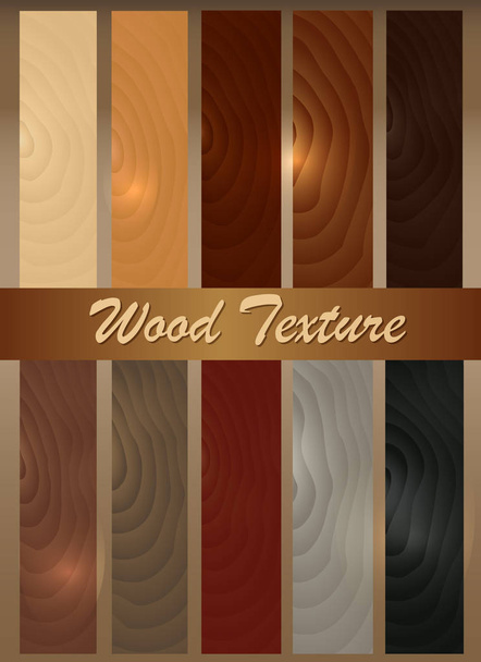 A set of wooden textures on a brown background - Vektor, obrázek
