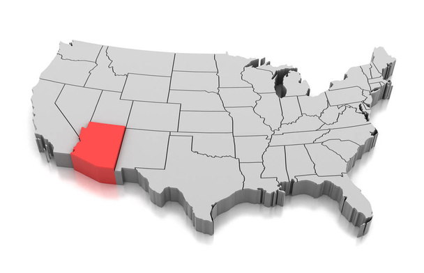 Mapa státu Arizona, Usa - Fotografie, Obrázek