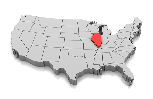 Χάρτης του κράτους του Ιλλινόις, ΗΠΑ - Φωτογραφία, εικόνα