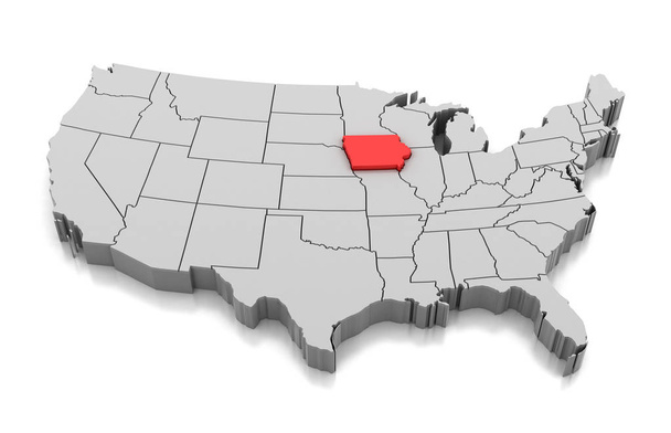 Mappa dello stato di Iowa, Stati Uniti d'America
 - Foto, immagini