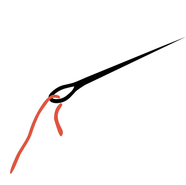 Needle and red thread, vector illustration - Vector, Image