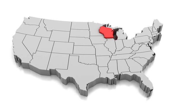 Carte de l'État du Wisconsin, États-Unis
 - Photo, image