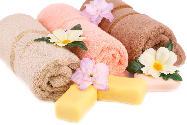 Asciugamano, saponi e fiori
 - Foto, immagini
