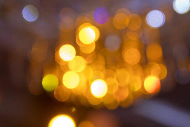 Yellow lights background . Yellow abstract background . Yellow and gold bokeh glitter vintage lights background defocused - Zdjęcie, obraz