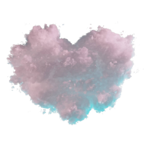 心の 3 d レンダリングは白い背景に分離されたバレンタインの日にピンクの雲を形.  - 写真・画像