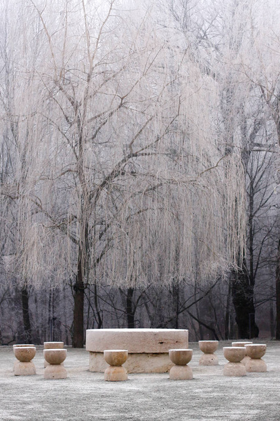 Стол молчания - шедевр Константина Бранкузи
 - Фото, изображение