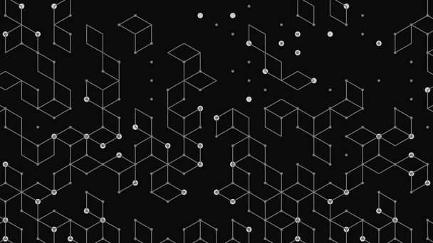 Vector abstracte achtergrond met kubus cel. Moderne technologie illustratie met vierkante mazen. Digitale geometrische abstractie met lijnen en punten. - Vector, afbeelding