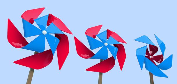 3d dibujos animados estilizados molinos de viento de colores
.  - Foto, Imagen
