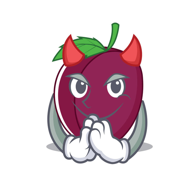 Devil plum mascot cartoon style - Vektor, kép