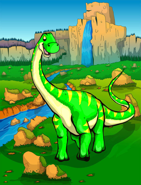 A Diplodocus a háttérben a természet - Vektor, kép
