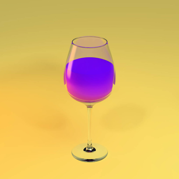 3d representación de cóctel brillante simple sobre fondo monocromo. Un vaso de jugo de arco iris
 - Foto, Imagen