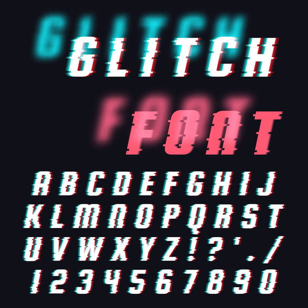 Font in glitch style. - Vector, Image
