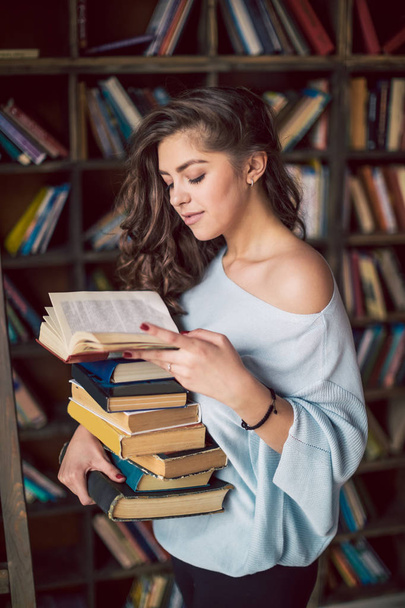 reading education study adorable woman - Foto, Imagem