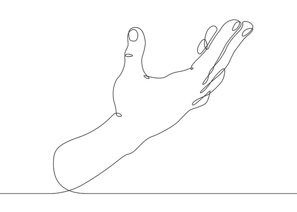 continuous line drawing Palm open gesture - Vector, Image