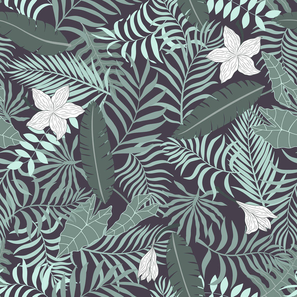 Tropical background with palm leaves. Seamless floral pattern. S - Wektor, obraz