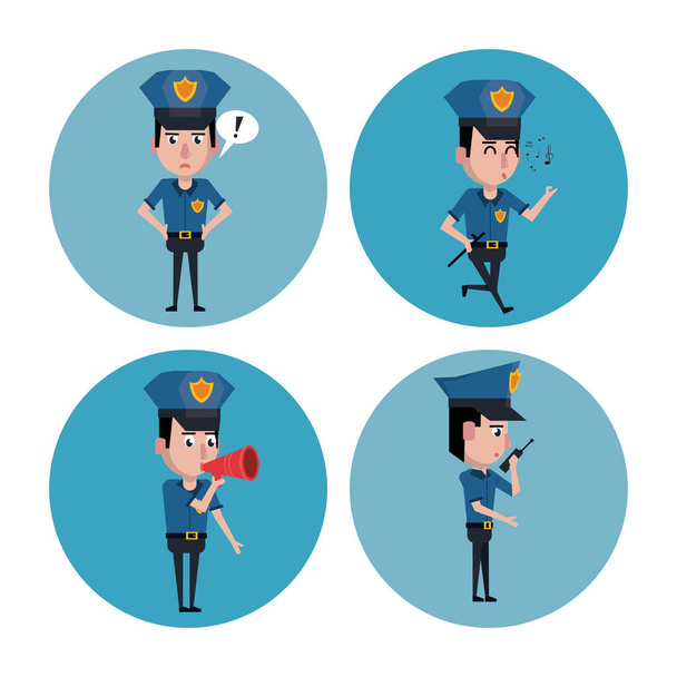 Police officer icons cartoon - Vector, Image