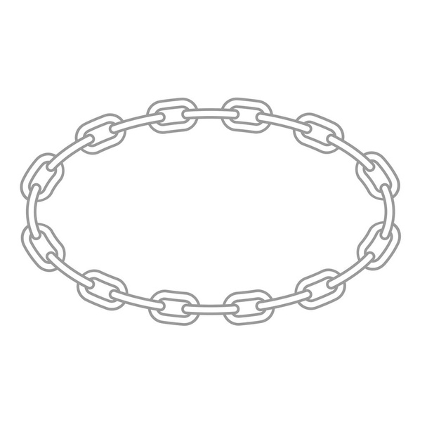 Chain oval frame - metallic links round border - Vector, Image