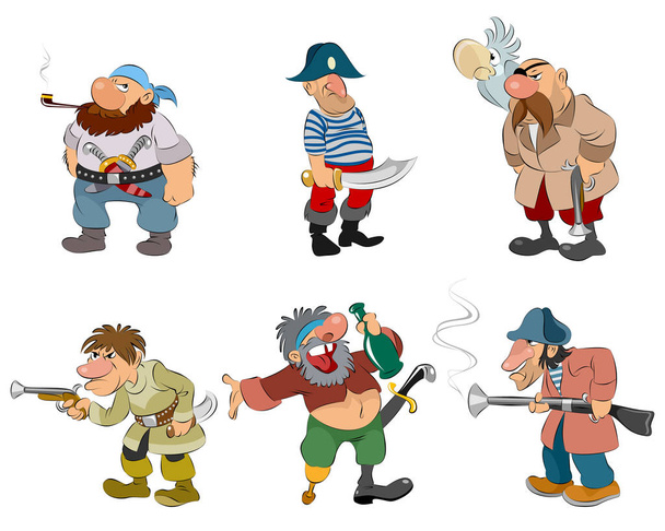Cartoon pirates and robbers - Vector, Image