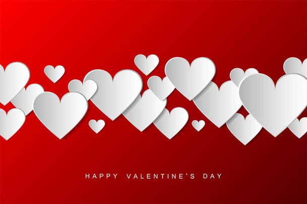 Happy valentines day background with white crative paper origami hearts. Greetings card, poster, brochures, covers - Wektor, obraz