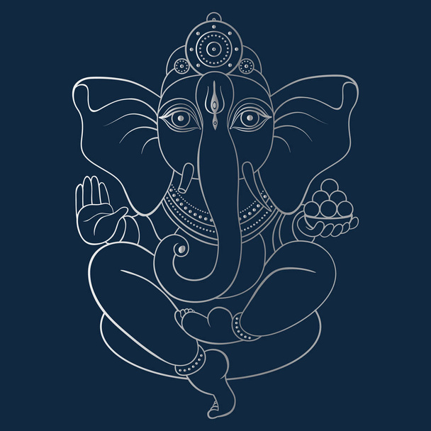 Ganapati Meditation in lotus pose - Διάνυσμα, εικόνα