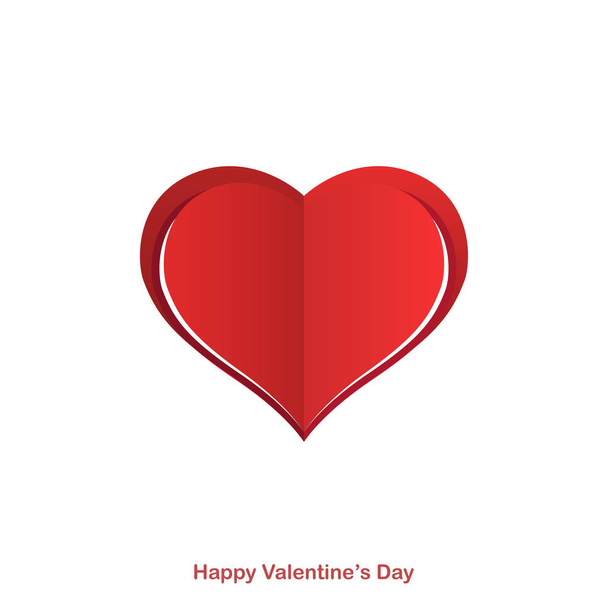 Red paper origami heart. Happy Valentines Day card, background - Wektor, obraz
