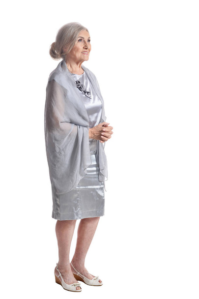 mujer mayor posando aislada sobre fondo blanco
 - Foto, imagen