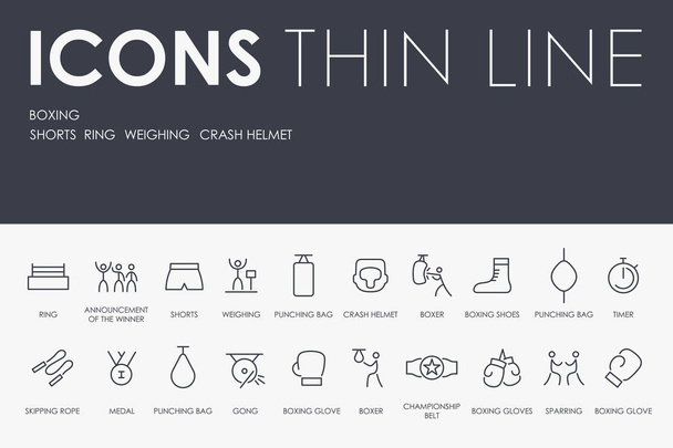 vector illustration design Set of BOXING Thin Line Vector Icons and Pictograms - Vector, Image