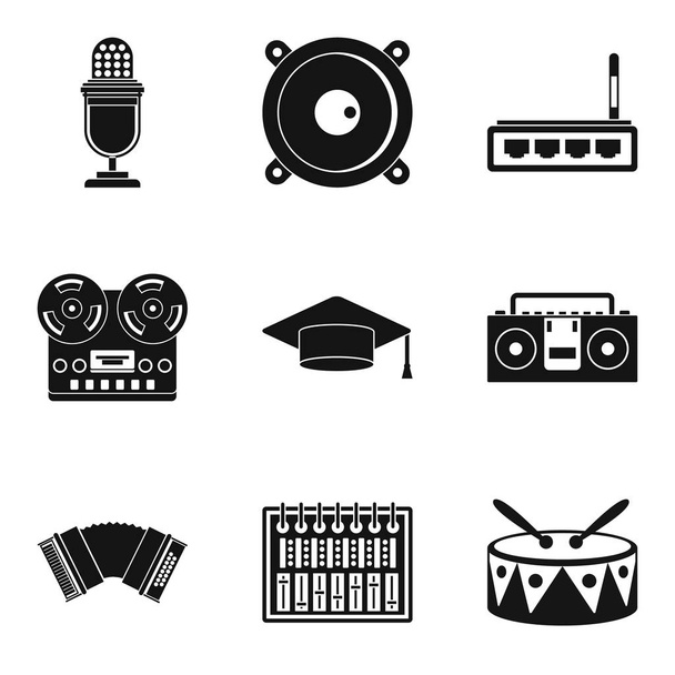 Karaoke icons set, simple style - Vektör, Görsel