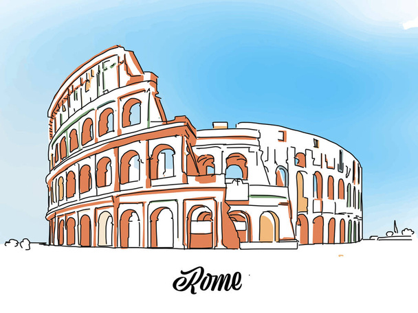 Σκίτσο Colloseum της Ρώμης - Διάνυσμα, εικόνα