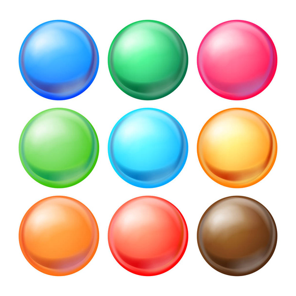 Ronde bollen Vector instellen Ondoorzichtige veelkleurige bollen met blikken, schaduwen instellen Abstracte ellips, bal, Bubble, knop, Badge. Geïsoleerde realistische afbeelding - Vector, afbeelding