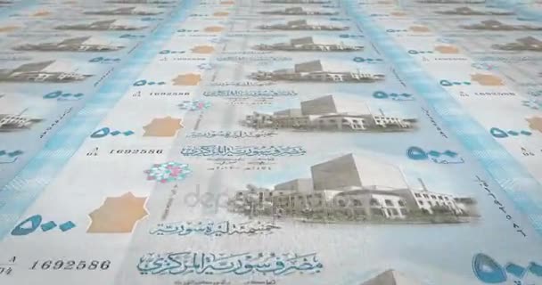 Banknoty z pięciuset funtów syryjskich Syrii, pieniądze, pętla - Materiał filmowy, wideo