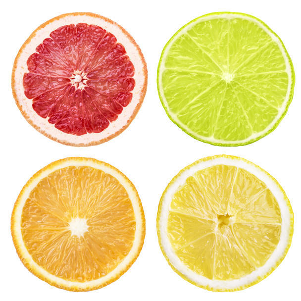 柑橘系の果物のスライスのセット - 写真・画像