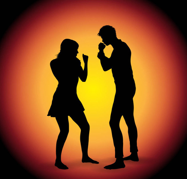 silhouette vectorielle du couple combattant
 - Vecteur, image