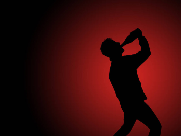 illustration of silhouette of drunk man - Photo, Image