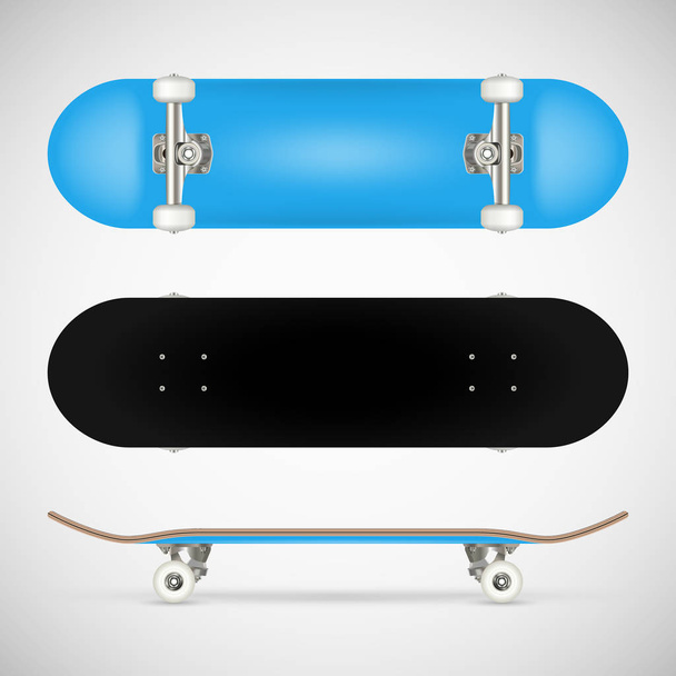 Modèle de skateboard vierge réaliste - bleu
 - Vecteur, image