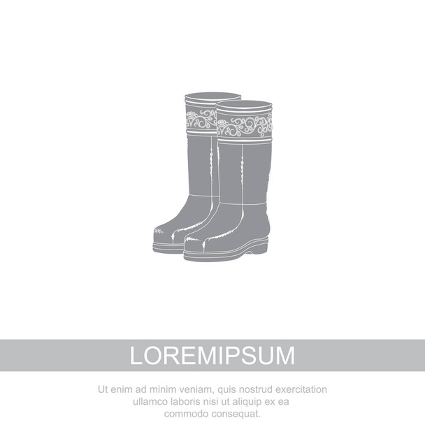 High Fur Boots of deerskin in gray color. - Vector, Image