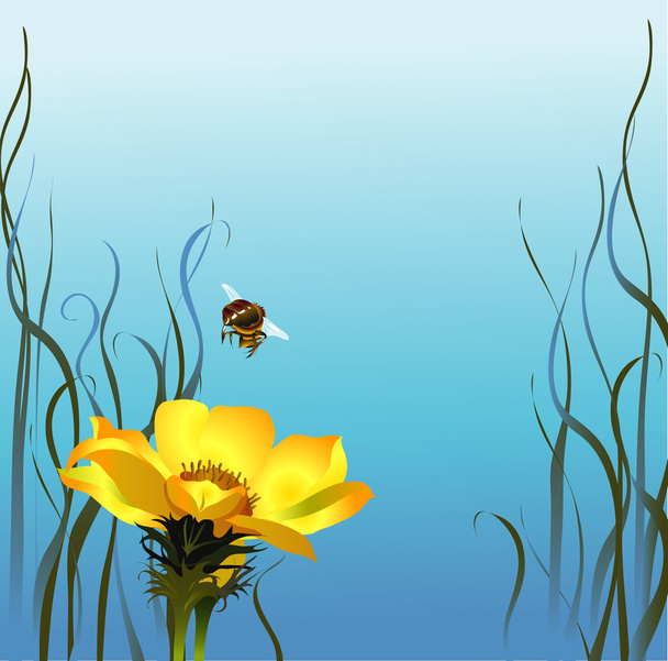 Mehiläinen ja kukka
 - Vektori, kuva