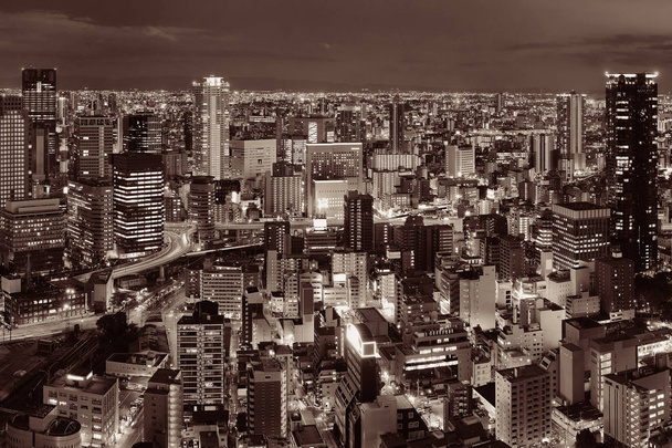 Osaka vista de la azotea noche
 - Foto, Imagen